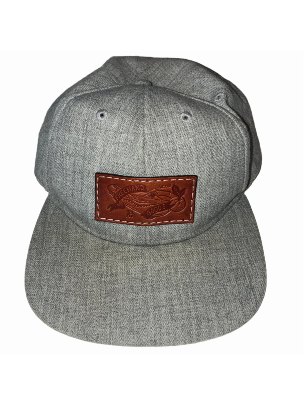Freehand Goods Grey Snapback Hat with Orlando Florida Leather Patch